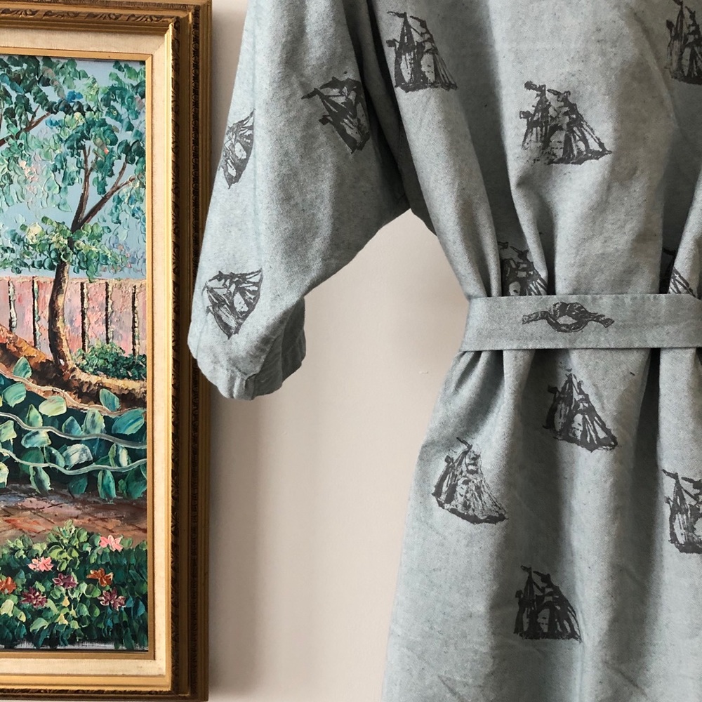 Custom Painted Tall Ship Kimono Robe